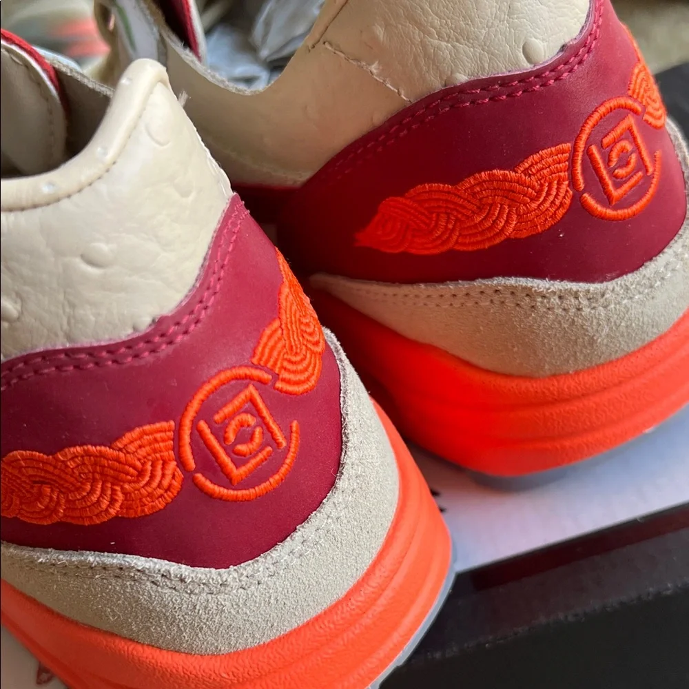 Nike x CLOT Air Max 1 Kiss of Death 2021 Tan Orange Sneakers - Picture 9 of 14